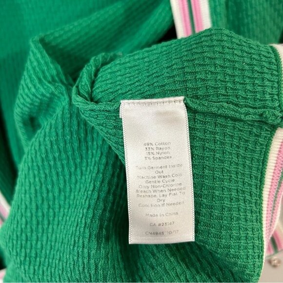 Talbots Green Pearl Button Down Cardigan Sweater  Pink White Trim Size XS - Picture 7 of 8